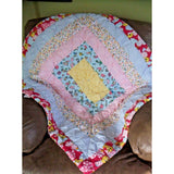 Vintage 70s Handmade Quilted Double Sided Patchwork Baby Lap Quilt Blanket 38x44