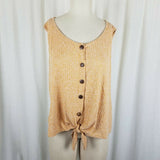 W5 Anthropology Waist Knot Front Button Up Top Tunic Tank Blouse Womens L USA