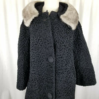 Vintage Lustrelam Persian Lambs Wool Fur Muff Collar MCM Peacoat Coat Womens M