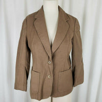 Vintage The Scottish Lion Tan 100% Pure Wool Blazer Jacket Womens M Scotland