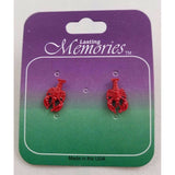 Red Maine Lobsters Lasting Memories Stud EARRINGS Pewter Made in the USA Metal