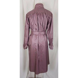Jennifer Hill Shiny Wet Look Belted Tie Sash Long Trench Coat Womens 6 Rose Pink