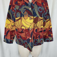 Travel Smith Woven Abstract Tapestry Blazer Jacket Womens S Art to Wear Striped