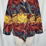 Travel Smith Woven Abstract Tapestry Blazer Jacket Womens S Art to Wear Striped