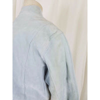 Wilsons Leather Maxima Cropped Zip Moto Cafe Racer Jacket Womens L Seafoam Blue