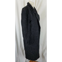 Vintage Karizma Pink Striped Winter Wool Long Maxi Peacoat Coat Womens 10 Black