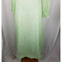 Vintage Flocked Overlay Prairie Dress Flowers Maxi Long Floral Sheer Womens XS