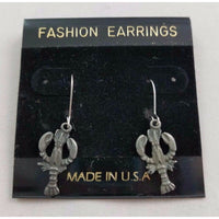 Maine Lobsters Dangle EARRINGS Pewter Made in the USA Silver Metal Ocean Theme