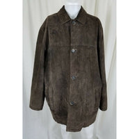 Dockers Brown Brushed Leather Suede Rancher Coat Mens XL Quilted Long Jacket