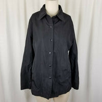 Gap All Weather Snap Up Windbreaker Jacket Short Coat Womens M Black Vintage