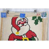 Vintage SANTA Claus Wool Latch Hook Christmas WALL HANGING Rug COMPLETED 21x26