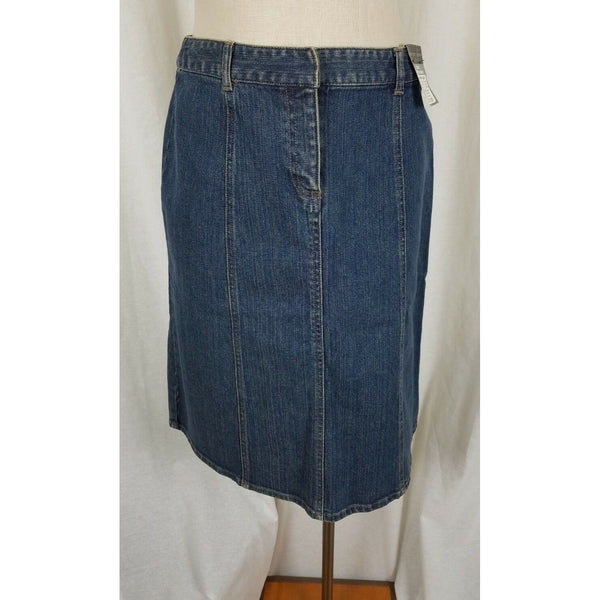 Geoffrey Beene Sport Stretch Denim Blue Jean Midi Pencil Skirt Womens 8 Vintage