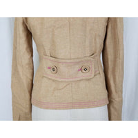 Gap Wool Twill Blazer Jacket Womens S Cropped Preppy Khaki Tan Half Belt Back