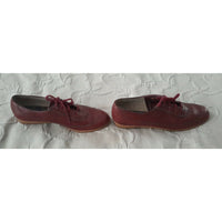 Vintage Sperry Topsiders Lace Up Red Leather Boat Shoes Womens 7.5 Jr Miss