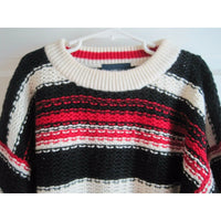 Bowen & Wright Striped Cable Knit Crewneck Pullover Sweater Boys Youth M 12 14