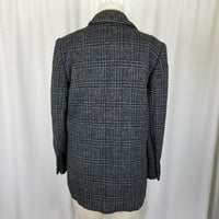 Perry Ellis Wool Windowpane Plaid Woven Peacoat Coat Jacket Womens size 8 Black