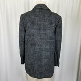 Perry Ellis Wool Windowpane Plaid Woven Peacoat Coat Jacket Womens size 8 Black