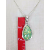 Faux Green Opal Pendant Necklace Confetti Silver Chain Statement Charm Resin