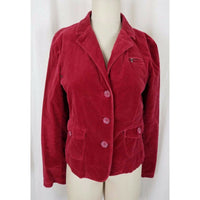 American Eagle Red Velvet Cropped Jean Jacket Blazer Womens M Fitted Tailored