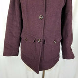 LL Bean Wool Mottled Peacoat Equestrian Riding Bard Barn Coat Womens XSP Maroon