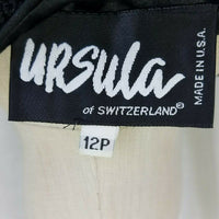 Ursula of Switzerland Heavily Sequined Black Satin Blazer Jacket Womens 12P USA