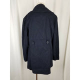 G.H. Bass Heritage Wool Double Breasted Trench Peacoat Coat Womens L Navy Blue