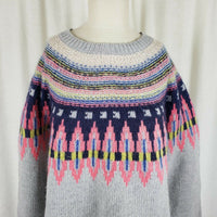 Boden Wool Alpaca Mohair Nordic Fair Isle Mosaic Knit Sweater Womens 12 Jumper