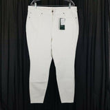 LL Bean Petites Comfort Knit Classic Fit White Denim Blue Jeans Womens 18P NWT