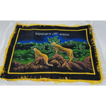 50s Souvenir East Africa Cheetah Leopard Hand Painted Black Velvet Pillow Cover