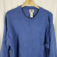 Vintage LL Bean 100% Cotton Crewneck Pullover Sweater Mens MT Medium Tall Blue