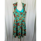 Lindy Bop Ophelia Floral Turquoise Swing Dress Womens 5XL Retro Pin-up A-Line