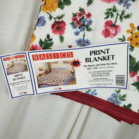 Basics Print Field Flowers Thermal Blanket Vintage Satin Trim Queen King 102x90