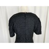 Vintage American Night Glam Heavily Beaded Silk Formal Cocktail Dress Womens M