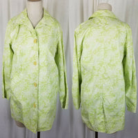 LL Bean Floral All Weather Cotton Barn Trench Coat Womens S Lime Green OAPX8