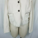 Gap Stretch Corduroy Blazer Look Jean Style Jacket Womens 8 Cropped Tan Ivory