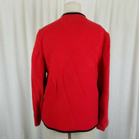 MackIntosh Boiled Wool Cardigan Sweater Jacket Womens M Ribbon Trim Collarless
