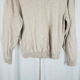 LL Bean 100% Cotton VNeck Pullover Lightweight Sweater Mens M Light Tan Oatmeal