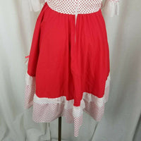 Square Dance Dress Jeri Bee Red Lace Ruffle Diamond Rockabilly Vintage Womens M