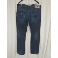 True Religion Skinny with Flaps Pocket Faded Mens 36 Dark Denim Blue Jeans 40x33