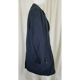 Vintage Koratron Double Breasted Deep Pile Fur Lined Trench Coat Mens M L Navy