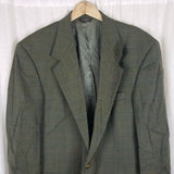 David Wood Worsted Wool Tweed Green Plaid Sport Coat Blazer Jacket Mens 44