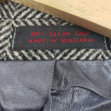 Vintage Black & White Herringbone Tweed Wool Peacoat Mens L Over Top Coat