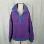 Woolrich Teton Pullover 1/4 Zip Up Fleece Jacket Womens L Purple Turquoise USA