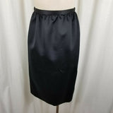 Vintage Mollie Parnis Designer Black Satin Embellished Skirt Suit Womens 8 80s