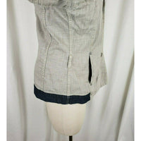 Bison Woman Raw Romance Gray Blue Crosshatched Jean Denim Blazer Jacket Womens M