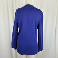 Bleyle All Wool Collarless Placket Front Blazer Jacket Womens 10 Cobalt Blue USA