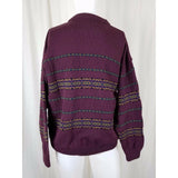 Burrati Uomo Knit Pure New Wool Nordic Ski SWEATER Pullover Ireland Red Mens L