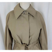 Vintage London Fog Maincoats Deep Pile Fur Lined Trench Coat Womens 10P Khaki