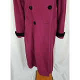 Spiegel Wool Velvet Long Maxi Double Breasted Peacoat Coat Womens 12P Raspberry