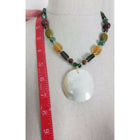 Zad Iridescent Mother of Pearl Shell Pendant Beads BEADED NECKLACE Jewelry